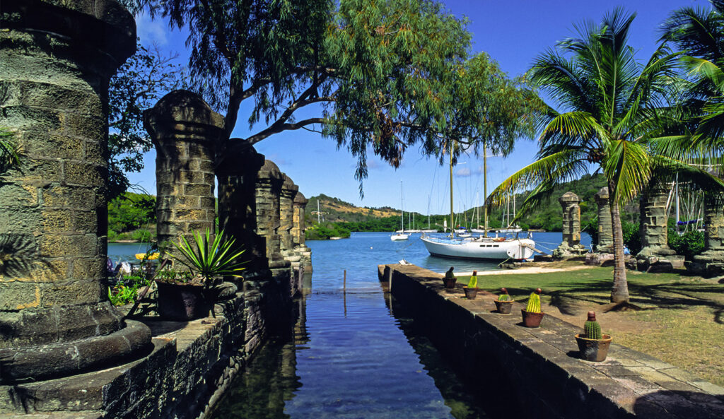Historical Nelson's Dockyard on the island of Antigua, a Caribbean gem.